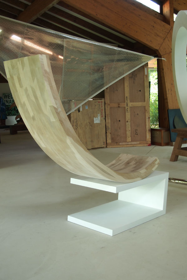 Prasto, Sculpture-chair©, 2012; Wood, lead, iron, car paint, 210x60x190 cm