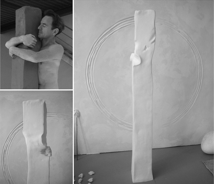 Prasto, Un forte abbraccio©, 2006; Ceramic plaster, 177x26,5x22 cm