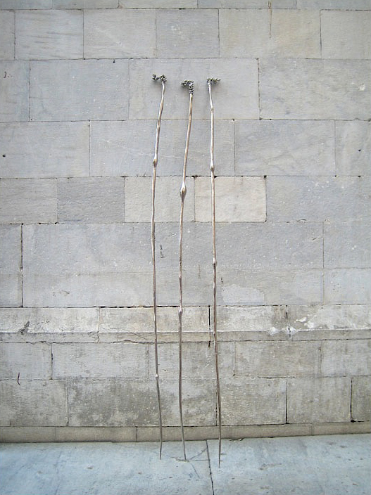 Prasto, High mountain walking sticks©, 2006; Nickled bronze, variable sizes